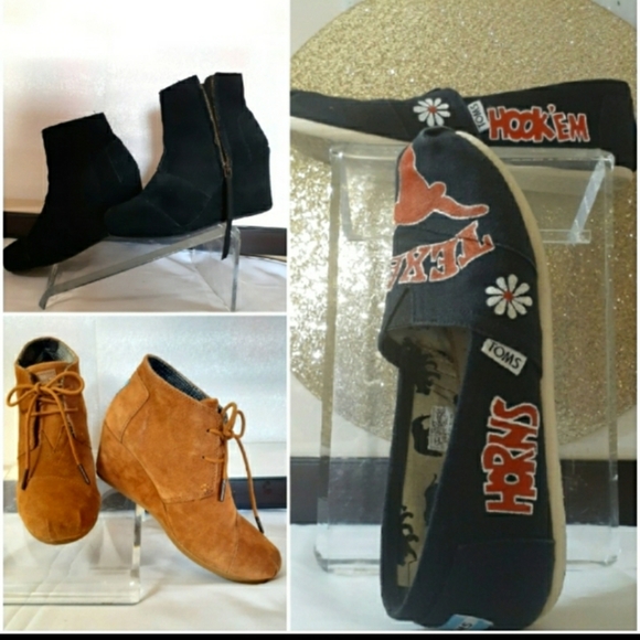 Like New Toms Suede Leather Wedge Ankle Booties - Picture 2 of 5